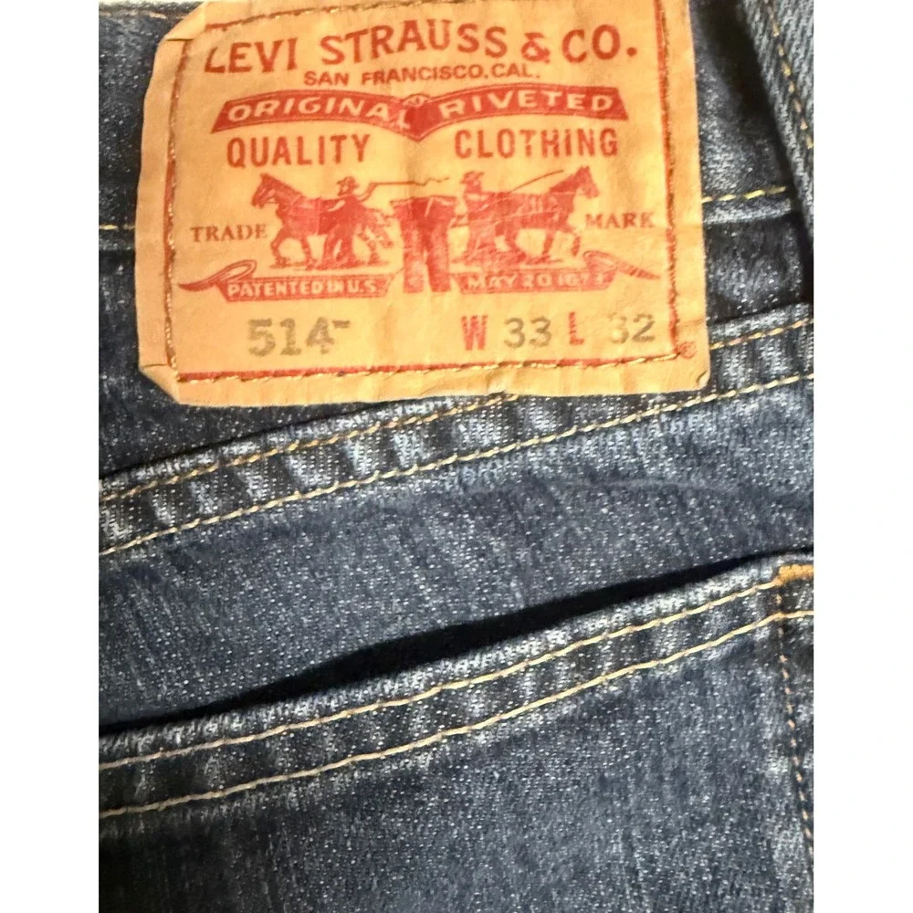 Levis 514 Slim‎ Straight Jeans Mens 33x32 Dark Wash Blue Denim Pants